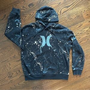Hurley Paint Splatter Hoodie – Black Surf Streetwear | Size XXL